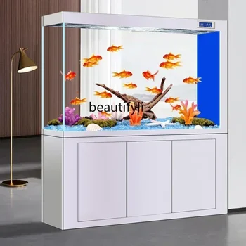 Jinjing Super Baltas Stiklas Įėjimo Ekrano Dragon Žuvų Bakas Kambarį Didelis Pakeisti Vandens Akvariumas