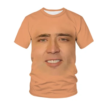 Juokinga Spausdinimo T-Shirt Aktorius Nicolas Cage 3D Atspausdintas Streetwear Vyrai Moterys Mados Negabaritinių Marškinėliai HipHop Tees Viršūnes Vyrai Tee