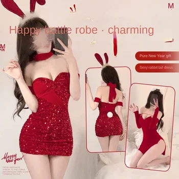 Kalėdų apranga, bunny mergina apatinis trikotažas Naujųjų Metų suknelė klubų mažas krūtis 6751