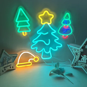 Kalėdų Eglutė Neoninis Ženklas Led Akrilo Neoninės Šviesos USB Powered Naktį Šviesos, Sienų Dekoras, Namų Biuras, Baras, Restoranas Kalėdų