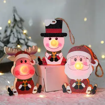 Kalėdų Eglutė Pakabukas su Virvelę Mielas Kalėdų Senelis, senis besmegenis Briedžio Formos Šventinę Naktį Šviesos Oranment decoracion navidadeña