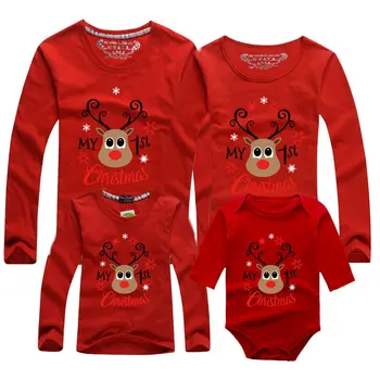 Kalėdų Kostiumas Naujųjų Metų Motina Dukra Drabužiai Mergaitėms Berniukas, Mama, Tėtis T-shirt Baby Romper Kalėdų Šeimos Atitikimo Komplektus