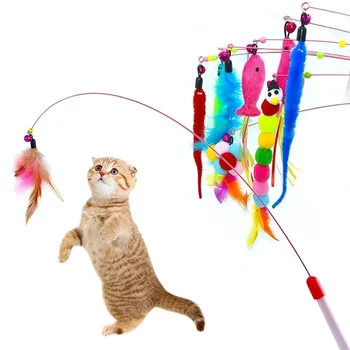 Kibinimas Pakeitimo Interaktyvus Žaislas Lazdelė Katės Galva Mokymo Stick Naminių Kačių Naudotis Gaudykle Kačiukas Produkto Žaisti