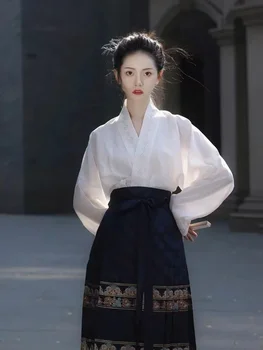 Kinų stiliaus suknelė rinkiniai palaidinės ir sijonai Derliaus elegantiškas v-kaklo marškinėliai klostuotas sijonas