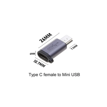 Konversijos Adapterio Tipas-C, Mini USB, su Anti-lost Virvę 480Mbps Duomenų Perdavimas