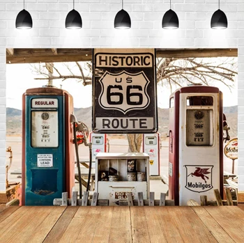 Laeacco Vakarų degalinė JAV Route 66 Kraštovaizdžio Nuotraukų Fonas Fotografijos Nuotrauka Fone fotostudija