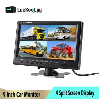 LeeKooLuu 9 Colių TFT LCD Automobilinis Ekranas 4 Padalinti Ekraną Pagalvėlės galinio vaizdo Monitorius su RCA Jungtimis 6 Režimo Ekranas Nuotolinio Valdymo