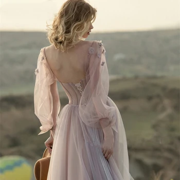 LISER Spalvingas ir elegantiškas formos vestuvinė suknelė su juostos