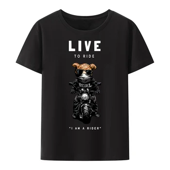 Live to Ride Lokys Medvilnės marškinėliai aš Esu Raitelis Anime Stilių Unisex Paties Stiliaus Tendencijos Portretas Goth Y2k Viršūnes Mielas Pasėlių Top Pair