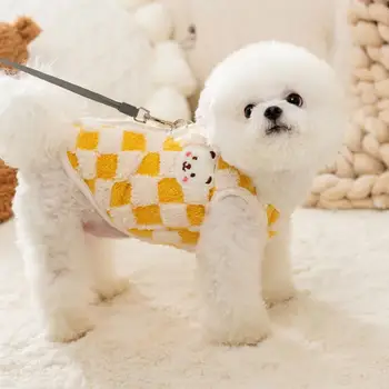 Madingas Mažų Šunų Drabužiai Madingi Šaškių lentos Modelis Žiemos Šunį Vest Minkštas Pliušinis Striukės Paltai Stilingas Premium Augintiniai
