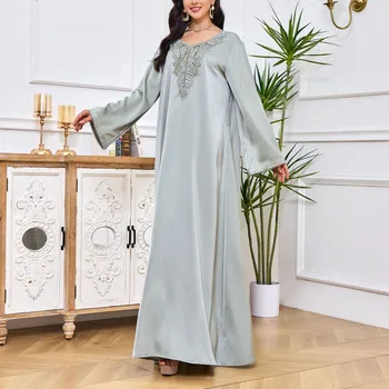Mados Siuvinėjimo Musulmonų Suknelės Diamond Duobute Musulmonų Abayas moterų islamo musulmonų abayas musulmonų apsiaustai Su Diržu