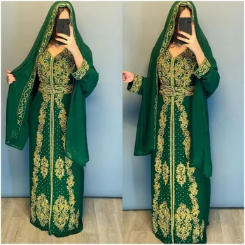 Maroko Žalia Ilgai Marškinėliai Abaja Farasha Dubajus Skraiste, Ilga Suknelė su Laisva Skara Mados Tendencijos