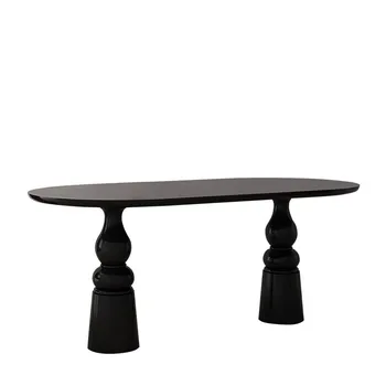 Medžio masyvo valgomojo stalas, kūrybinis dizainas mažų namų ūkio vienetų, ovalo formos valgomasis stalas, high-end stalas