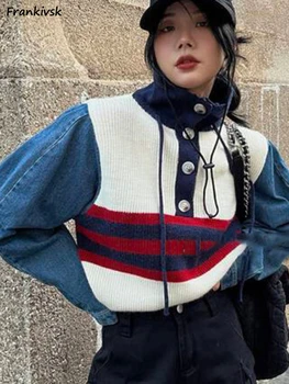Megztiniai Moterims Madinga Kratinys Dizainas Rudenį Patogus, Elegantiškas Saldus Laisvalaikio Prarasti Kontrastą, Spalvų Korėjos Stiliaus Prabangus Trikotažas