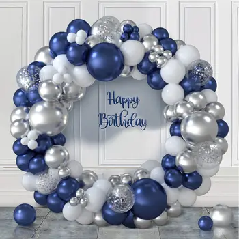 Metalinis Mėlynos Balionų Girliandą Rinkinys, Sidabro Spalvos Konfeti Balionas Arch Gimtadienio Dekoracija Vaikų Gimtadienio Baby Shower Ballon