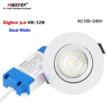 Miboxer Zigbee 3.0 6W/12W Dual Baltas LED Downlight Turas Lubų Šviesos AC100~240V grupė lempa Zigbee 3.0 Nuotolinio/APP/Valdymas Balsu