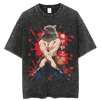 Naujas Anime Kimetsu nr. Yaiba Plauti T-shirts Mens Drabužių Grafinis Manga Harajuku Tees Vasaros Unisex Viršuje Vyrų Streetwear