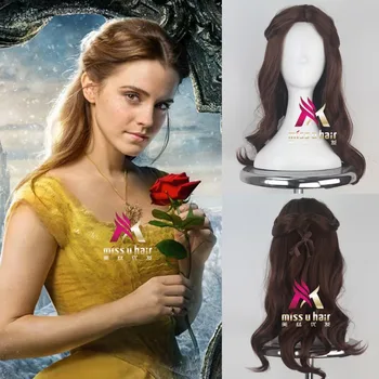 naujas Grožio ir Žvėrys Princesė Belle perukas Cosplay Kostiumas Moterims Ilgi Banguoti Sintetinių Plaukų Helovinas Šaliai Vaidmuo Žaisti +perukas bžūp