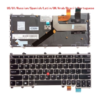 Naujas JAV UI, rusų, ispanų, lotynų UK Arabų, Brazilijos portugalų Nešiojamojo kompiuterio Klaviatūra su foniniu Apšvietimu Lenovo Thinkpad X380 Jogos 260 370