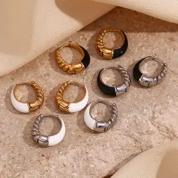 Naujas Nerūdijančio Plieno apvalus auskarai 18k aukso stud padengti ne apjuodinti ausies apyrankės auskarai papuošalai moterims