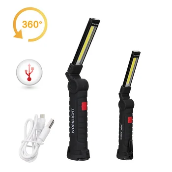 Naujas Nešiojamas COB LED Žibintuvėlis USB Įkrovimo Darbą Šviesos Magnetinis Lanterna Kabo Lempa su įmontuota Baterija Kempingas Fakelas