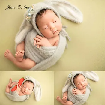 Naujas produktas temą naujagimių skrybėlę wrap lankelis triušis kūdikių bunny kostiumai fotografijos drabužiai