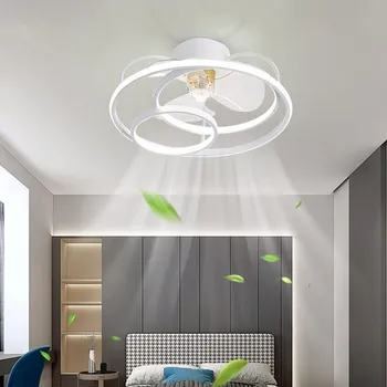Naujas Skandinavijos Ventiliatorius Kambarį LED Blizgesį Nematomos Šviesos Miegamasis Nuotolinio Valdymo Grįžtamasis Ašmenys Namų Dekoro Ventiliatorius Lempos