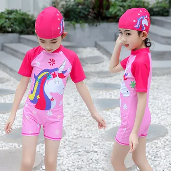 Naujas Vienaragis China Girl vientisi maudymosi kostiumėlį Vaikai 2-8 Metų Vaikų maudymosi Kostiumėliai, Bamblys Mergaičių Maudymosi Kostiumą Monokini Paplūdimio