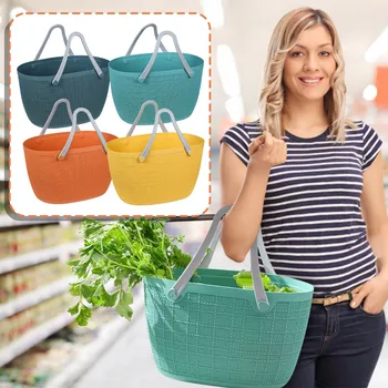 Nešiojamų Iškylą Nešti Shopper Bag Stambių Plastikinių Komunalinių Paslaugų Krepšelio Plaunamas Paplūdimys, Kelionių Rankinės, Laikymo Krepšiai Ekologinio Draugiškas Krepšiai