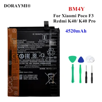 Originalus BM4Y 4520mAh Baterija Xiaomi Poco F3 /Redmi K40/K40 Pro Telefonas Pakeitimo Baterijas+Įrankiai