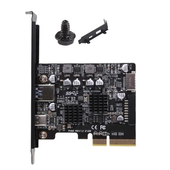 PCI Express 4X Riser Card PCI-E 4X USB 3.2 Gen 2 C Tipo priekiniai 19P/20P Ads