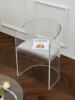 Prabanga Akrilo Kėdė Gyvenamasis Kambarys, Valgomasis Kėdė Mobile Home Baldų Skaidrus Su Atlošais Fotelis Miegamasis Makiažas Kėdės