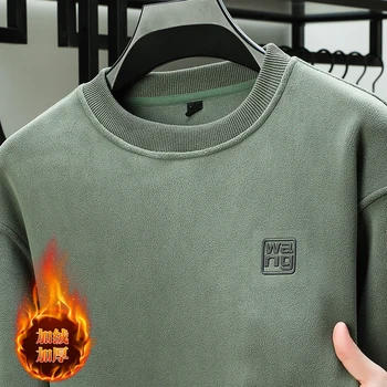 Prabangus Rudens ir Žiemos Vyrų Mados Dizaineris Laiškas Išspausdintas Apvalios Kaklo Aukštos Kokybės Aksomo Long Sleeve T-Shirt Viršuje M-3XL
