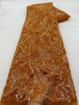 Prancūzijos Akių Tiulio Puošnios Nėrinių Audinio Blizgančiais Afrikos Nėrinių Audinio 2023 Aukštos Kokybės Nigerijos Prabangus Vestuvių Suknelės 5 Kieme