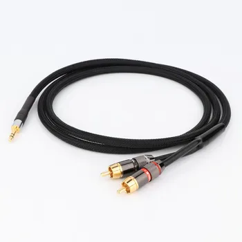 Preffair HIFI 3.5 mm 2 RCA Stereo Garso Kabelis 6N OFC RCA Audio kabelis 3.5 Y Splitter už Stiprintuvo Maišytuvas