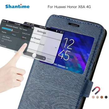 PU Telefoną Atveju Huawei Honor X6A 4G Flip Case For Huawei Honor X6A 4G Peržiūrėti Langų Knyga Atveju TPU Silikoninis Galinio Dangtelio