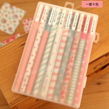 QSHOIC 10vnt/daug 0.38 mm gelio rašiklis, Pietų Korėja kūrybos kanceliarinės prekės šviežios gėlių akvarelė pen spalvos gelio rašalo rašiklio spalvos gelio rašikliai