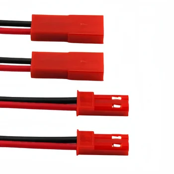 Rinkinys iš dviejų 2P raudona ir juoda 22AWG silikono laidų DĻSV jungiamosios linijos, 2P jungiamosios linijos, LED vyrų ir moterų plug