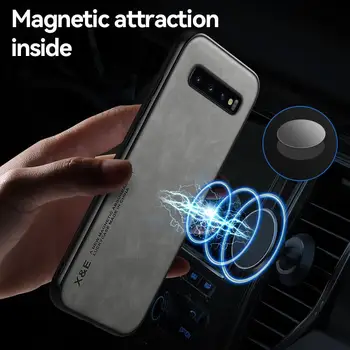 Samsung Galaxy S8 S9 S10 Plus Atveju Prabangus Odinis Magnetinis Automobilio Savininkas Telefono Dėklai Samsung S10E Pastaba 8 9 10 Galinį Dangtelį