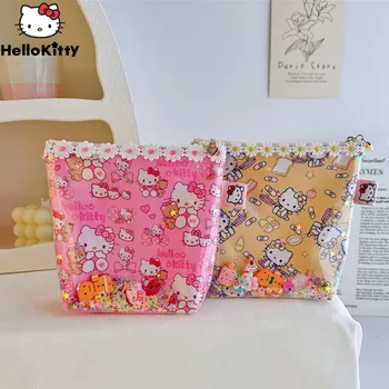 Sanrio Hello Kitty Naujas Estetinis Dėklas Krepšiai Animacinių Filmų Skaidrus Teka Smėlio Dizaino Mini Saugojimo Krepšys Y2k Moterų Mados Piniginės