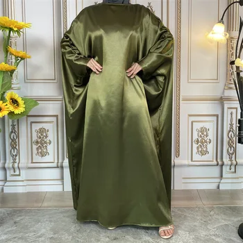 Satino Kaftan Abaja Dubajus Turkija Bangladeše Islamo Musulmonų Ilga Suknelė Abayas Moterų Caftan Marocain Skraiste Longue Femme Musulmane