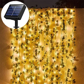 Saulės Dirbtinis Žalios Lapinės Gėlės Naujųjų Metų Kalėdų, Vestuvių Apdailos Lauko Apšvietimas Saulės Sodas Šviesos diodų (LED) Styginių Žibintai