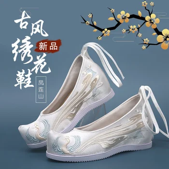 Senovės Kinų Tradicinės Hanfu Šokio Spektaklis, Siuvinėjimo Drobė Butas Batai Rytų Moterų Vestuvių Senojo Pekino Batai