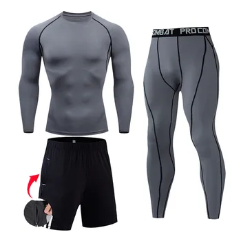 Sporto Drabužiai, vyriški Bėgimo Marškinėliai Krepšinio Suspaudimo Antblauzdžiai Mokymo Šortai Quick Dry Tracksuit Rashguard sportinis kostiumas