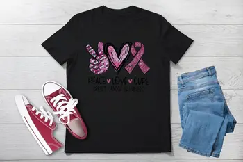 Taikos Meilės Išgydyti, Rožinis Kaspinas, Krūties Vėžio Sąmoningumo T-Shirt
