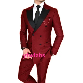 Tinkinti Dvieiliai Vestuvių Tuxedos Mens Kostiumas Iš Dviejų Dalių, Oficialių Verslo MensJacket Švarkas ( Striukė+Kelnės+Kaklaraištis) D287