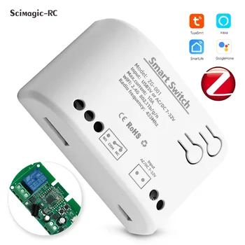 Tuya Zigbee Smart Switch Modulis RF Kontrolės 7-32V 85-250V 1CH Smart Home Jungiklis Jutiklis Su Alexa, Google Namuose Su/Be Korpuso