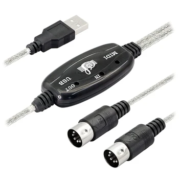 USB MIDI Kabelio Adapteris, USB Type A Male Į MIDI Din 5 Pin-Out Kabelis Sąsaja Su LED Indikatorius Muzikos Klaviatūra