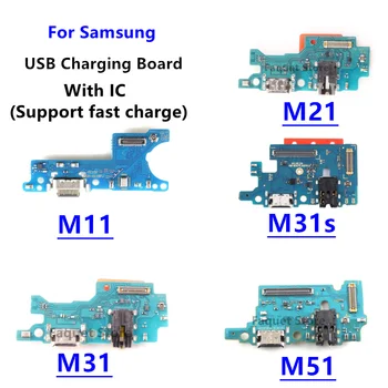USB Įkrovimo lizdas Jungtis Valdybos Dalių Flex Kabelis Su Mikrofonu Samsung M11 M21 M31 M31S M51 Įkrovimo Jungtis Valdyba