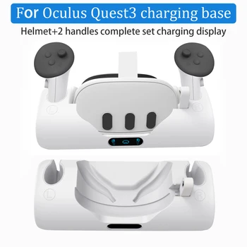 UŽ Oculus Quest3 apmokestinimo bazę su ekrano apšvietimą, VR šalmas ir rankena controler įkroviklio Meta Quest3 rankena įkrovimo dokas